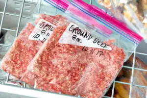ground beef in sealable bag