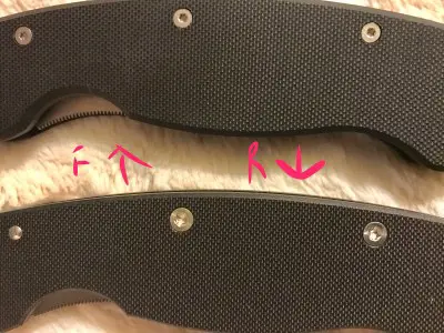 comparison of fake and real knife handle