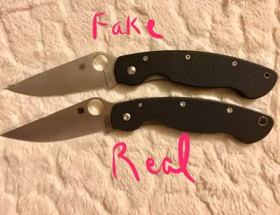 fake vs real spyderco knife